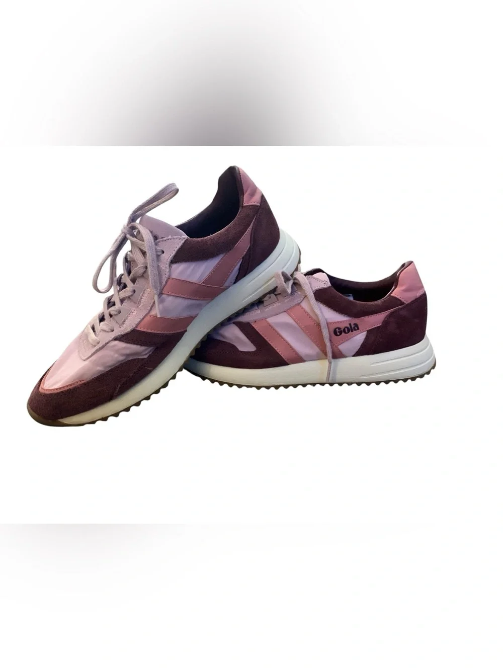 Gola Chicago Sneakers Women’s US 10 Pink Burgundy Retro Suede Nylon Trainers Y2K